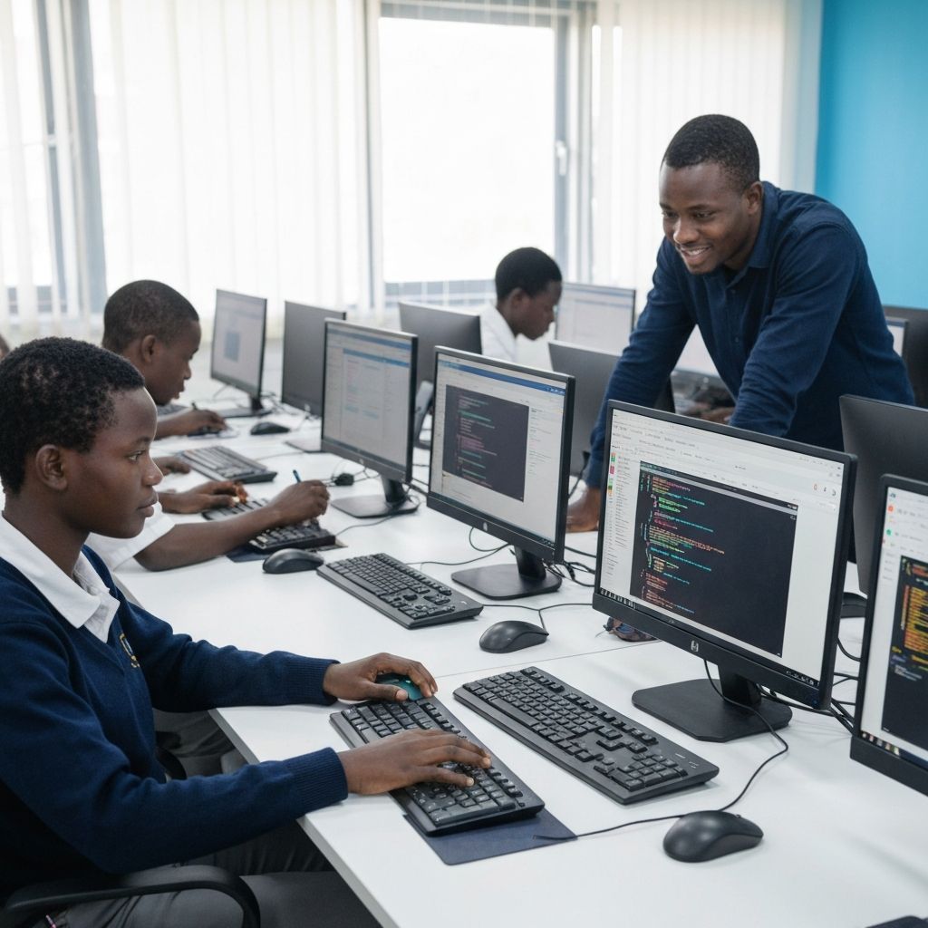 Students in programming class